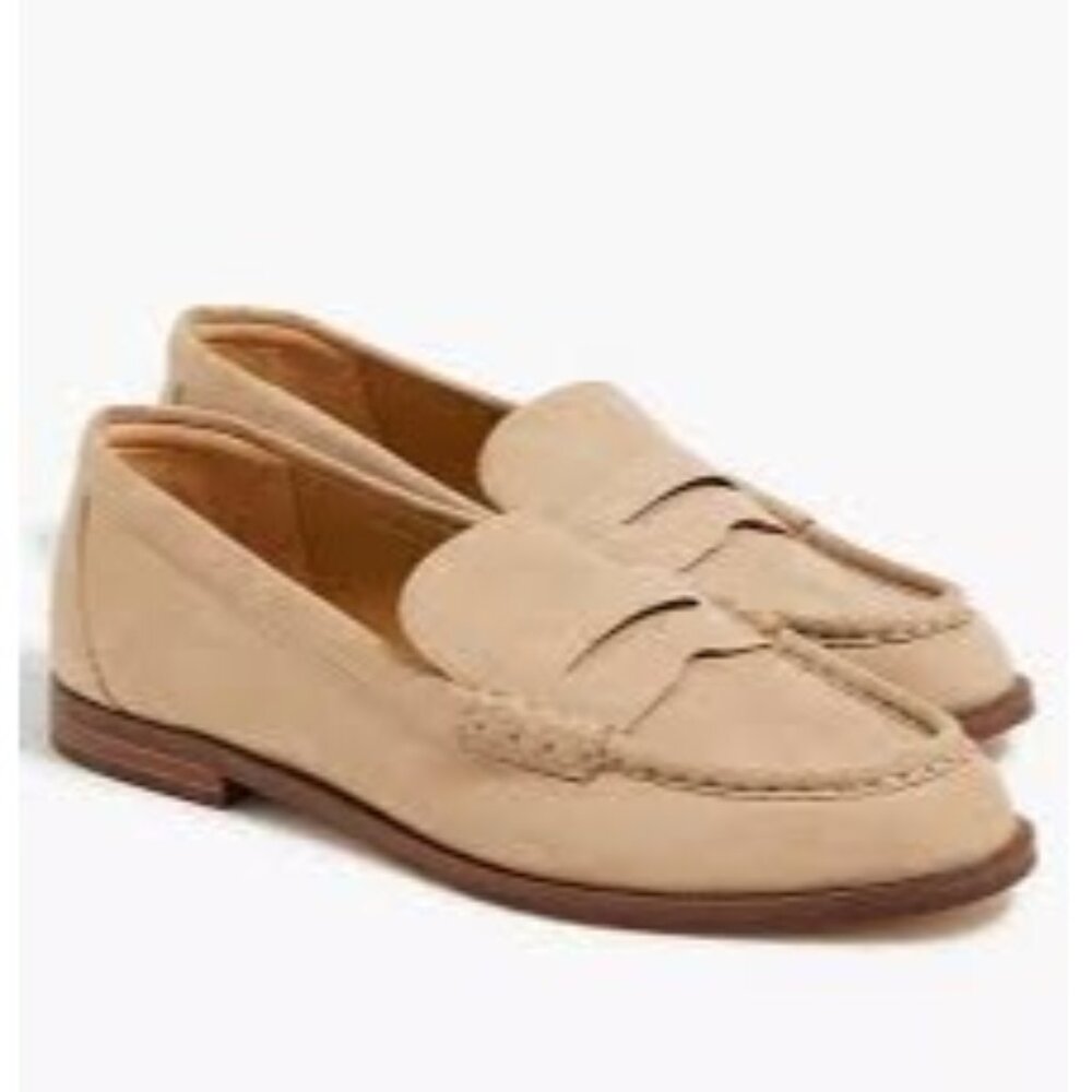 J. Crew Factory Penny Loafers in Microsuede Tan